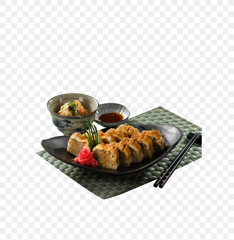 Sushi Japanese Cuisine Ramen Tempura Dish, PNG, 595x842px, Sushi, Breakfast, Comfort Food, Cuisine, Dish Download Free