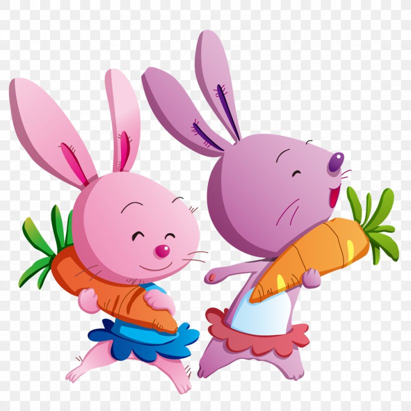 Cartoon Clip Art Image Rabbit, PNG, 1000x1000px, Cartoon, Animation, Carrot, Child, Drawing Download Free