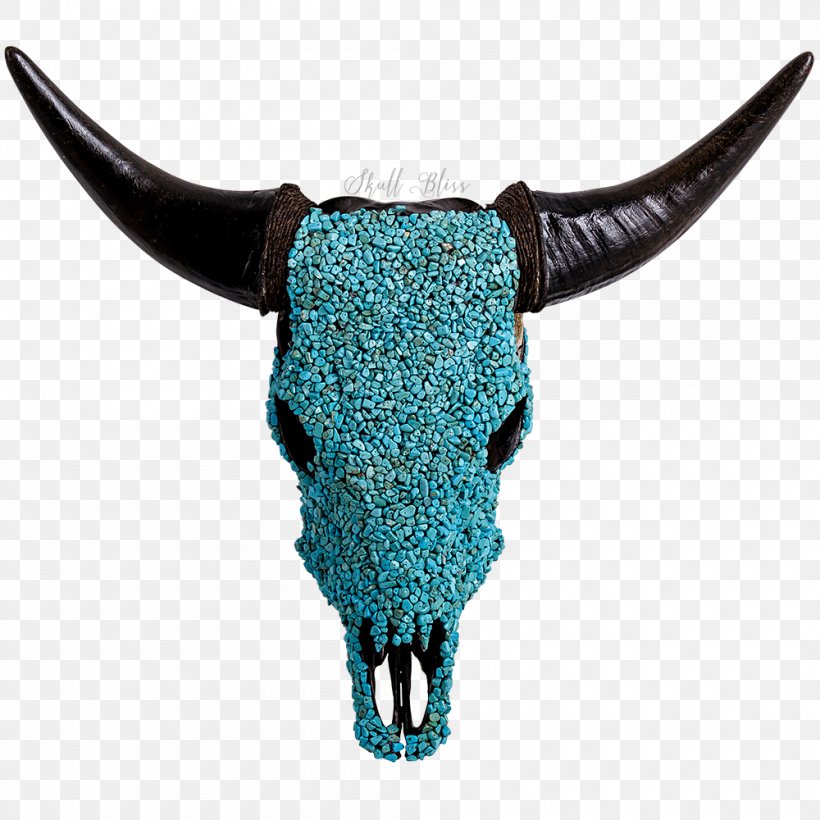 Texas Longhorn Calavera Ox Turquoise, PNG, 1000x1000px, Texas Longhorn, Bull, Calavera, Cattle, Color Download Free