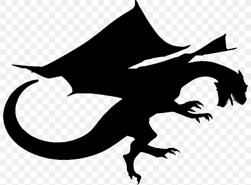 Dragon Silhouette Clip Art, PNG, 800x604px, Dragon, Artwork, Black And White, Chinese Dragon, Fictional Character Download Free
