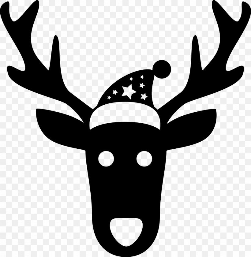 Rudolph Reindeer Santa Claus White-tailed Deer, PNG, 956x980px, Rudolph, Antler, Black And White, Christmas, Deer Download Free
