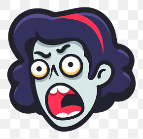 Woman Zombie Emoji - Angry Cartoon Face With Yelling Expression PNG