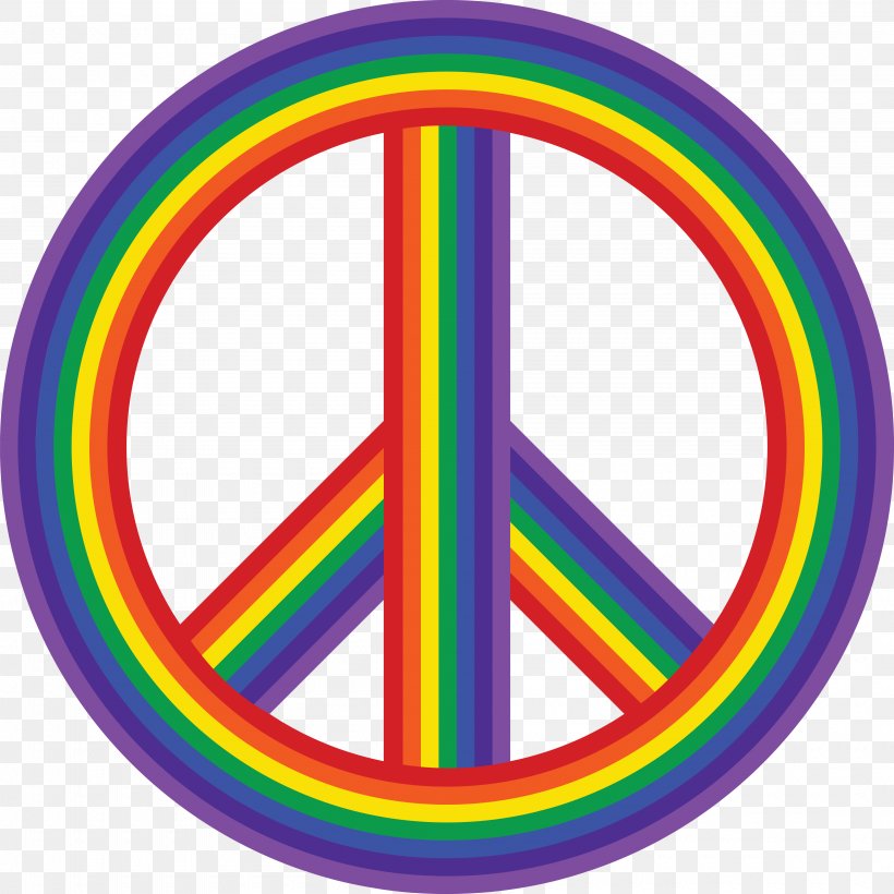 Peace Symbols Rainbow Clip Art, PNG, 4000x4000px, Peace Symbols, Area, Color, Hippie, Peace Download Free