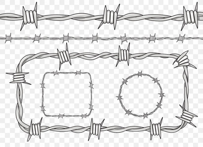 Barbed Wire Fence Drawing, PNG, 1000x729px, Barbed Wire, Art, Auto Part, Black And White, Drawing Download Free