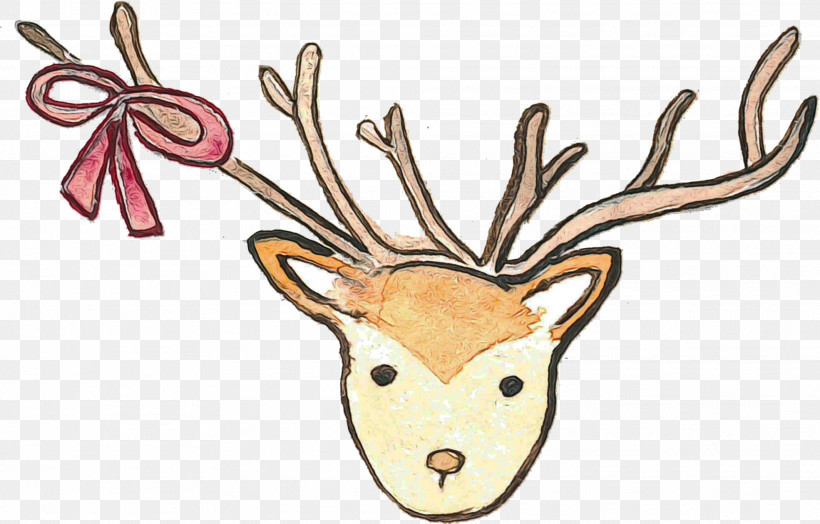 Reindeer, PNG, 1970x1261px, Watercolor, Animal Figurine, Antler, Biology, Paint Download Free