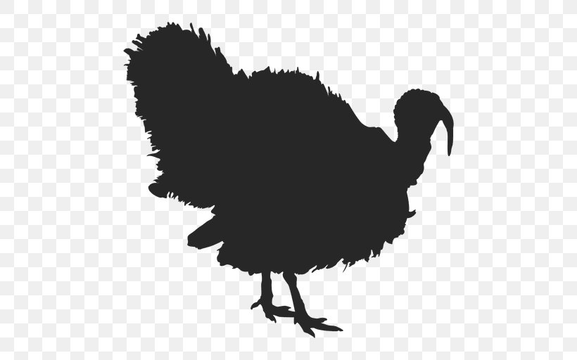 Turkey Meat Silhouette Clip Art, PNG, 512x512px, Turkey, Beak, Bird, Black And White, Chicken Download Free