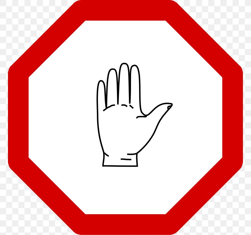 Stop Sign Traffic Sign Free Content Clip Art, PNG, 768x768px, Stop Sign, Area, Black And White, Brand, Finger Download Free