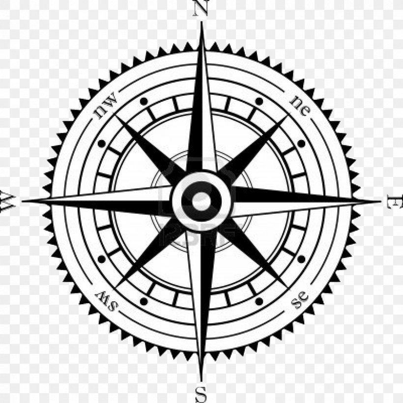 Compass Rose North, PNG, 1200x1200px, Compass, Area, Automotive Tire, Bicycle Part, Bicycle Wheel Download Free
