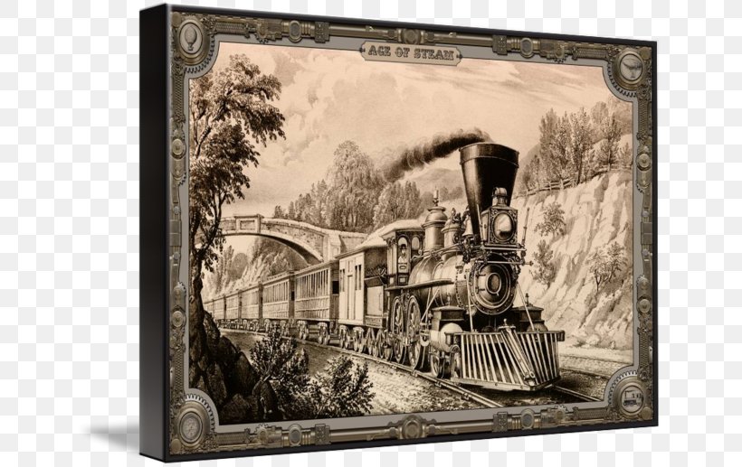 Express Train Rail Transport Picture Frames Canvas, PNG, 650x517px, Train, Antique, Art, Black And White, Canvas Download Free