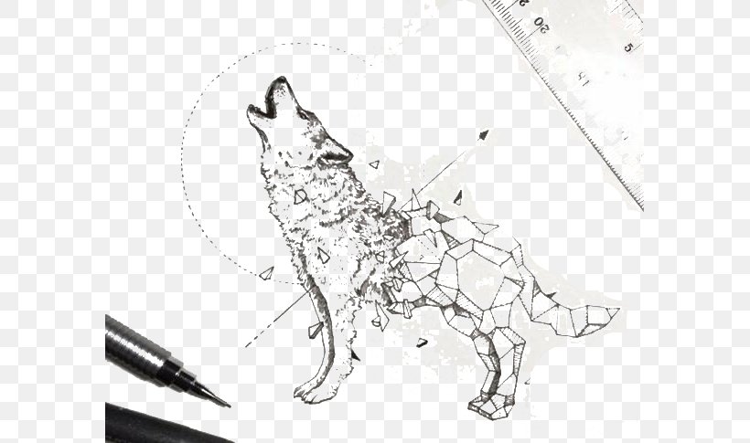 Dog Sketchy Stories: The Sketchbook Art Of Kerby Rosanes Geometry Tiger Drawing, PNG, 589x485px, Dog, Animal, Art, Artwork, Black And White Download Free