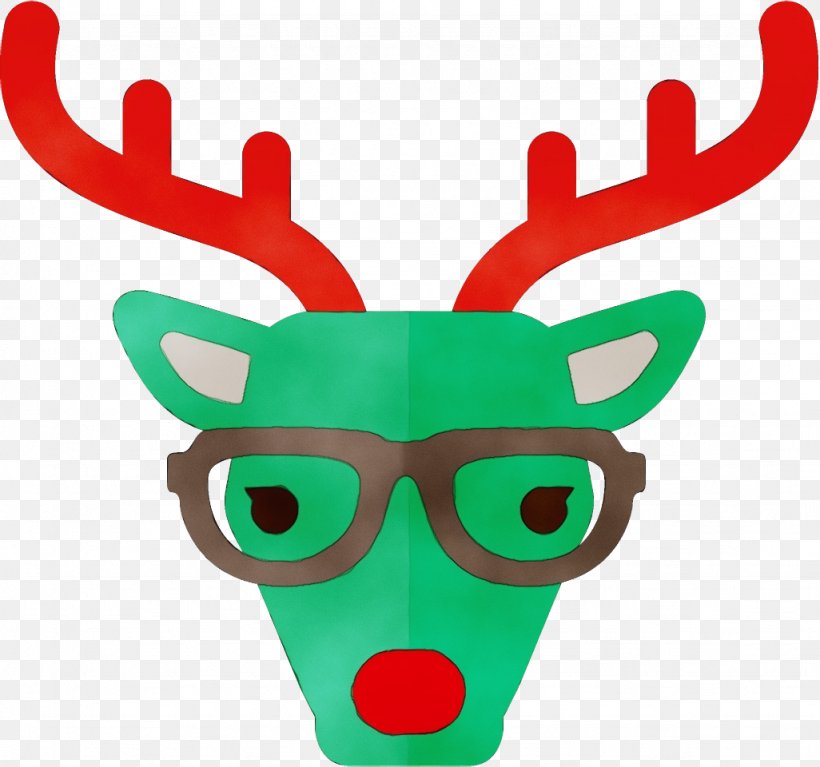 Reindeer, PNG, 1026x960px, Watercolor, Antler, Costume Accessory, Deer, Glasses Download Free