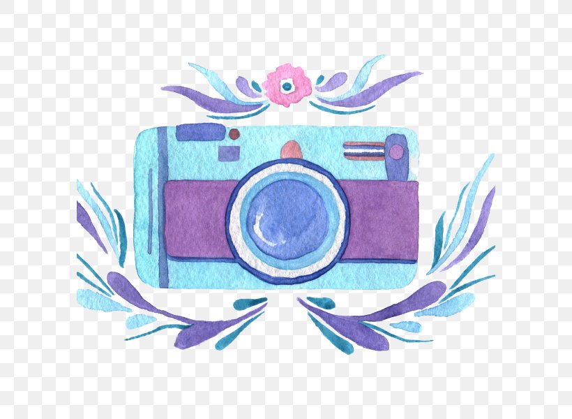 Watercolor Painting Photography Camera, PNG, 600x600px, Watercolor Painting, Anaglyph 3d, Blue, Camera, Color Download Free