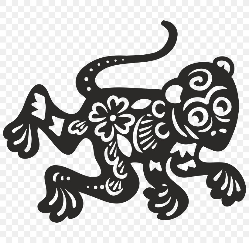 Chinese New Year Sticker, PNG, 800x800px, Chinese New Year, Animal Figure, Blackandwhite, Cartoon, Drawing Download Free
