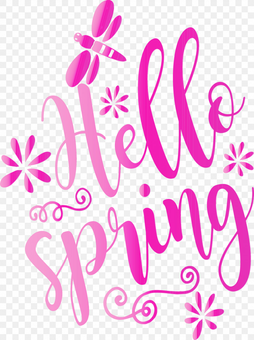 Text Pink Font Magenta, PNG, 2238x3000px, Hello Spring, Magenta, Paint, Pink, Spring Download Free