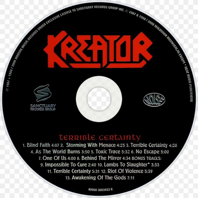 Kreator Thrash Metal Terrible Certainty Heavy Metal Album, PNG, 1000x1000px, Kreator, Album, Arch Enemy, Black Metal, Brand Download Free