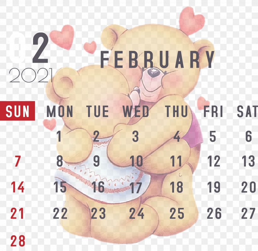 February 2021 Printable Calendar February Calendar 2021 Calendar, PNG, 3000x2929px, 2021 Calendar, Biology, Cartoon, Hm, Human Biology Download Free