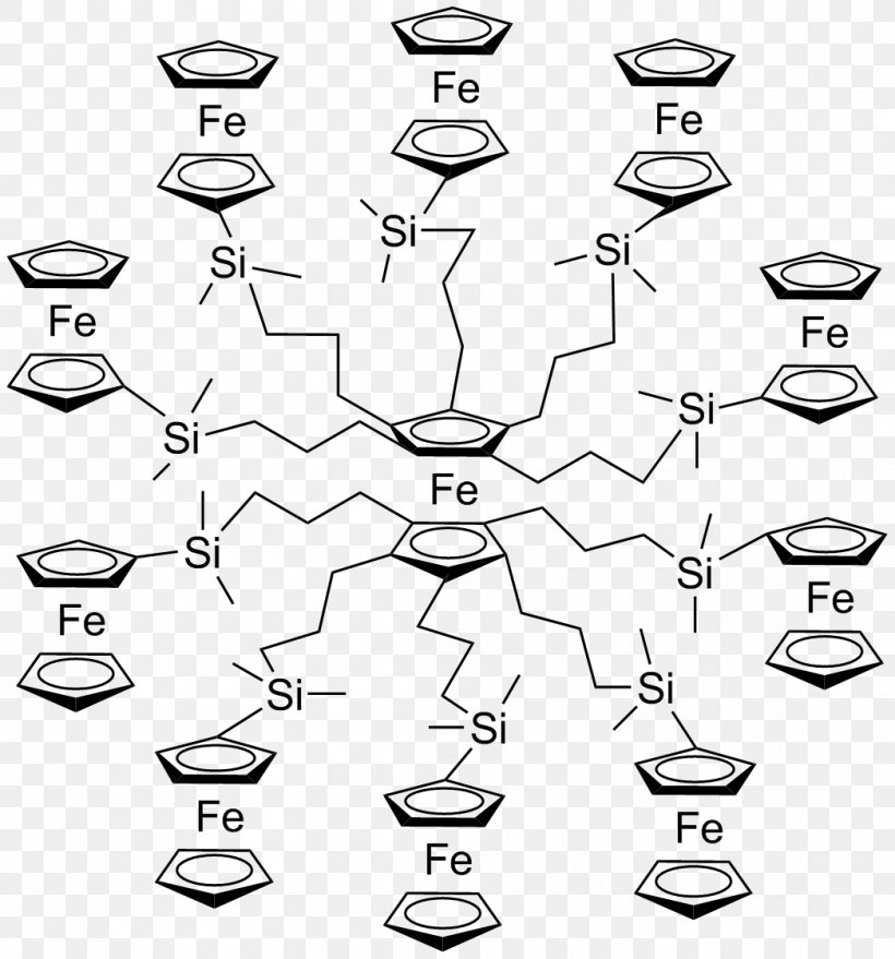 Ferrocene-containing Dendrimers Wikipedia, PNG, 1046x1122px, Ferrocenecontaining Dendrimers, Area, Black And White, Dendrimer, Diagram Download Free