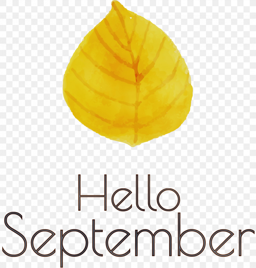 Leaf Yellow Font Meter Fruit, PNG, 2861x3000px, Hello September, Biology, Fruit, Leaf, Meter Download Free