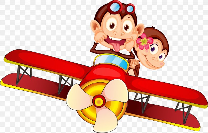Monkey Cartoon Ape Airplane, PNG, 3993x2560px, Monkey, Airplane, Ape, Art, Cartoon Download Free