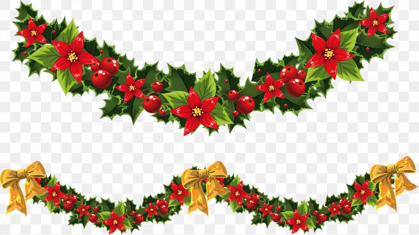 Christmas Santa Claus Garland Clip Art, PNG, 1280x720px, Christmas, Aquifoliaceae, Branch, Christmas Card, Christmas Decoration Download Free