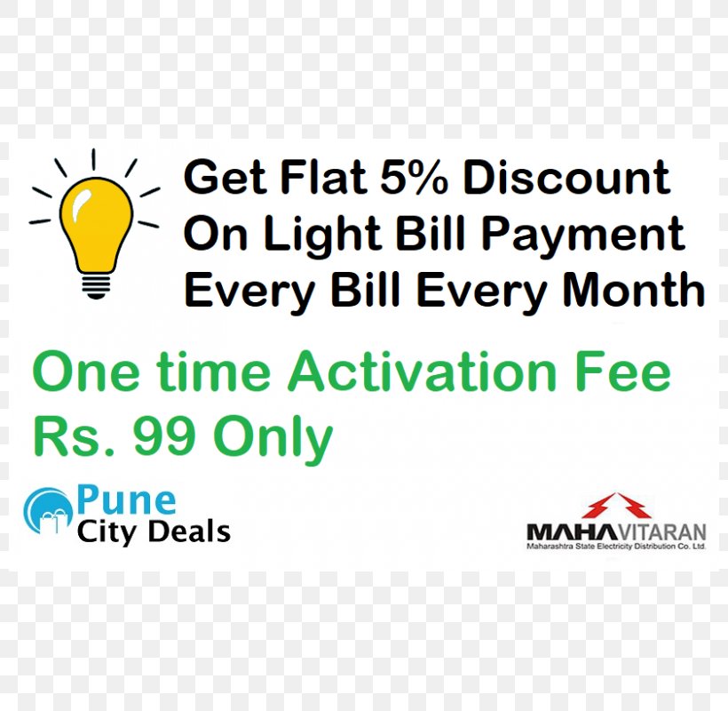 Electronic Bill Payment Pune City Deals Discounts And Allowances Light, PNG, 800x800px, Payment, Area, Brand, Diagram, Discounts And Allowances Download Free