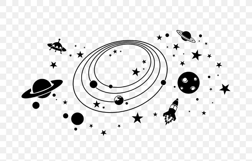 Wall Decal Planetary System Outer Space Astronaut, PNG, 700x525px, Wall Decal, Astronaut, Black, Black And White, Brand Download Free