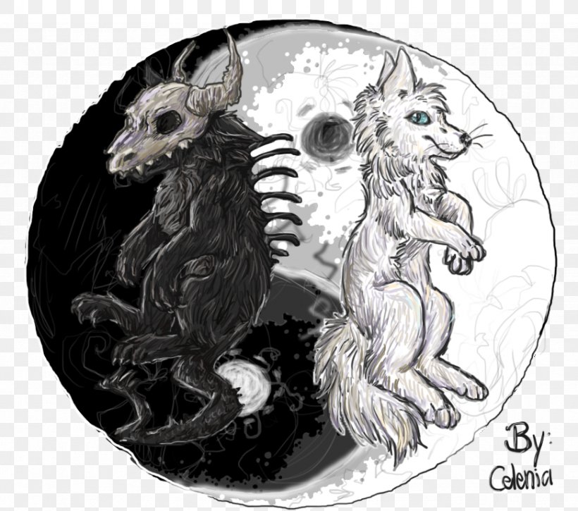 Gray Wolf Drawing Yin And Yang Dhole, PNG, 871x771px, Gray Wolf, Big Cats, Black And White, Carnivoran, Cat Like Mammal Download Free