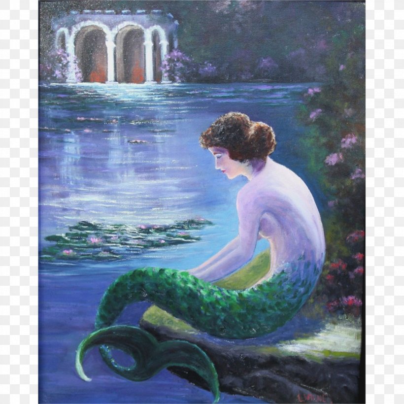 Self-Portrait With Mermaid Painting Siren Merman, PNG, 1023x1023px, Mermaid, Art, Canvas, Drawing, Fictional Character Download Free