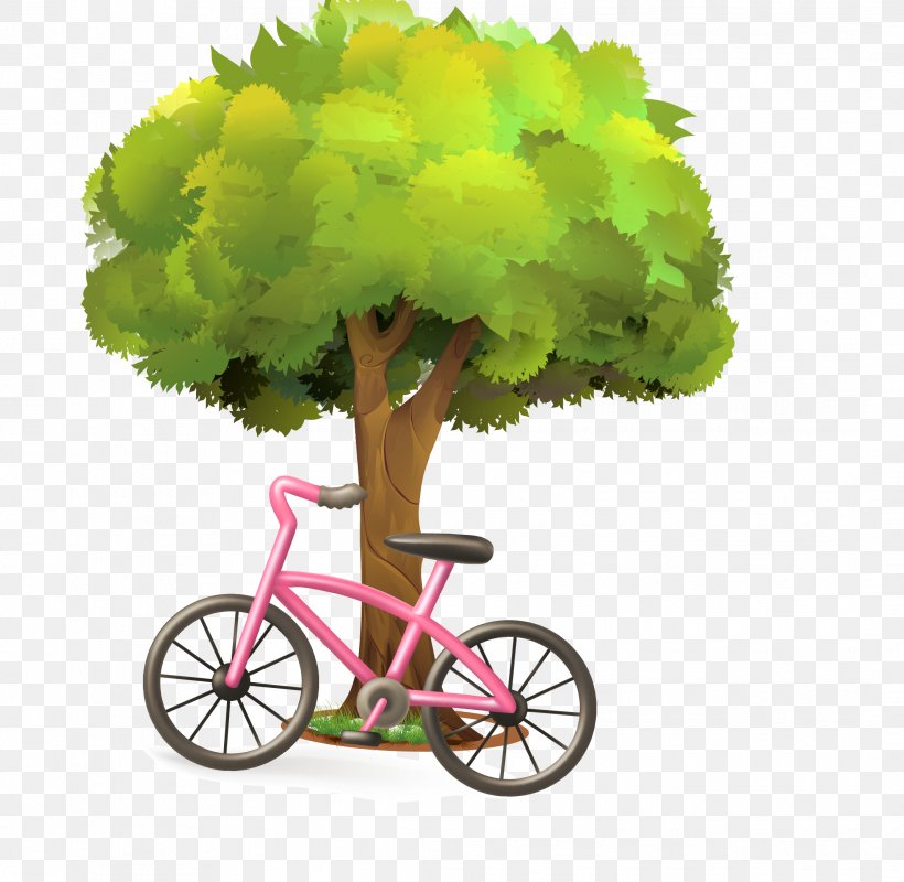 Bicycle Tree, PNG, 2133x2082px, Bicycle, Bicycle Accessory, Cartoon, Creative Market, Flat Design Download Free