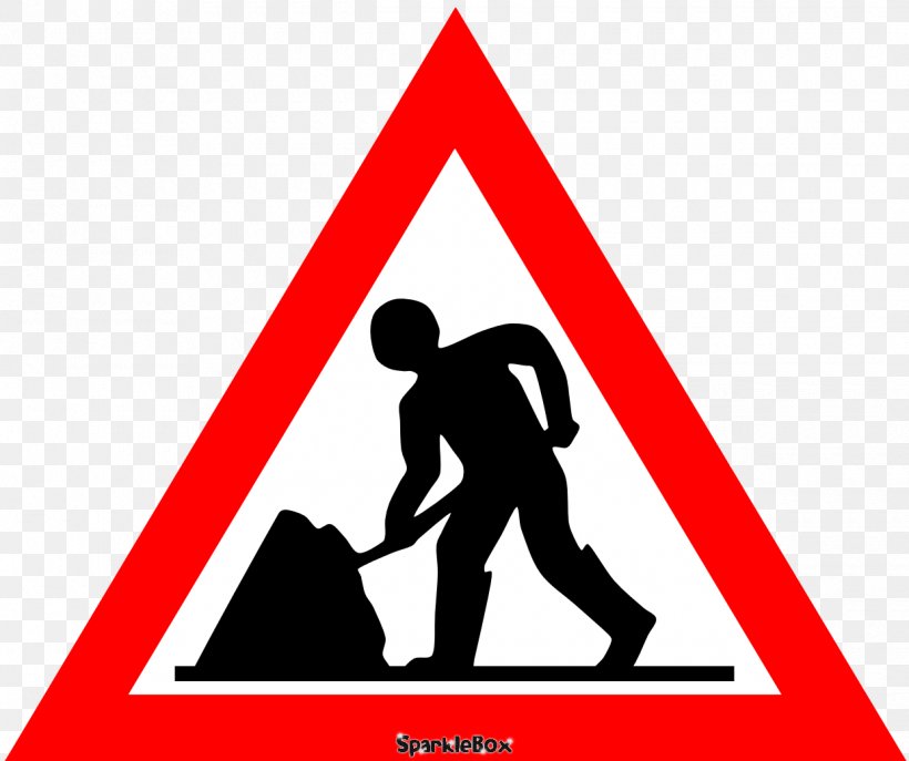 Warning Sign Men At Work Roadworks Traffic Sign, PNG, 1240x1040px, Sign, Area, Black And White, Brand, Human Behavior Download Free