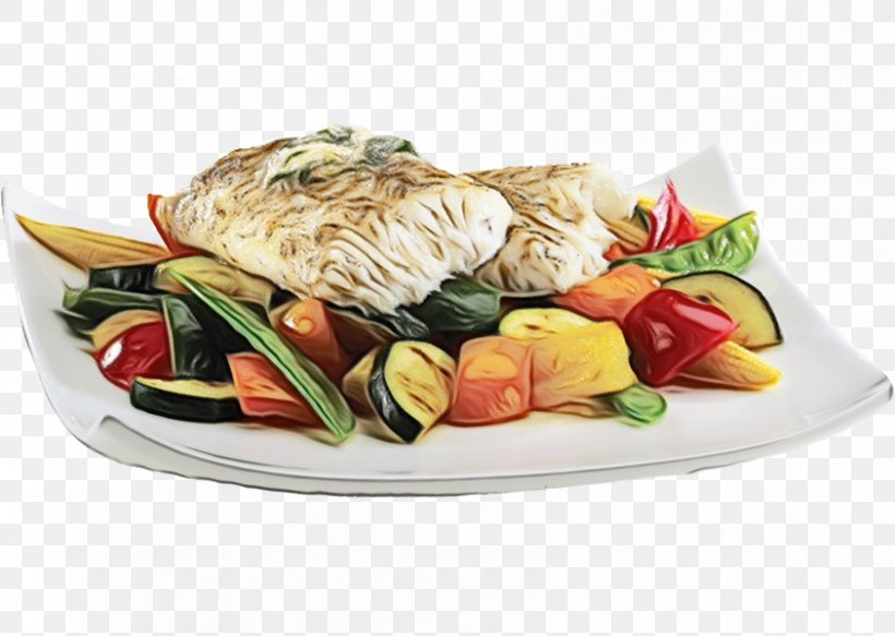 Food Dish Cuisine Ingredient Garnish, PNG, 843x600px, Watercolor, Cuisine, Dish, Fish, Food Download Free