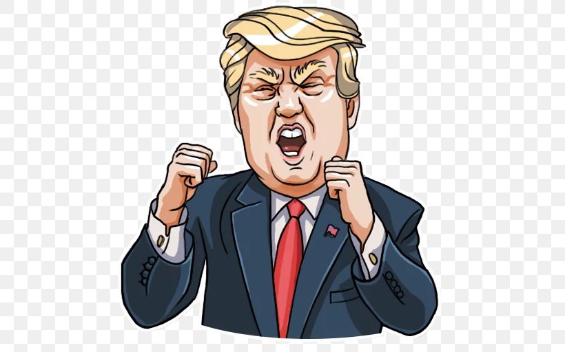 Donald Trump Telegram Sticker Clip Art Politician, PNG, 512x512px, Donald Trump, Cartoon, Fictional Character, Finger, Forehead Download Free
