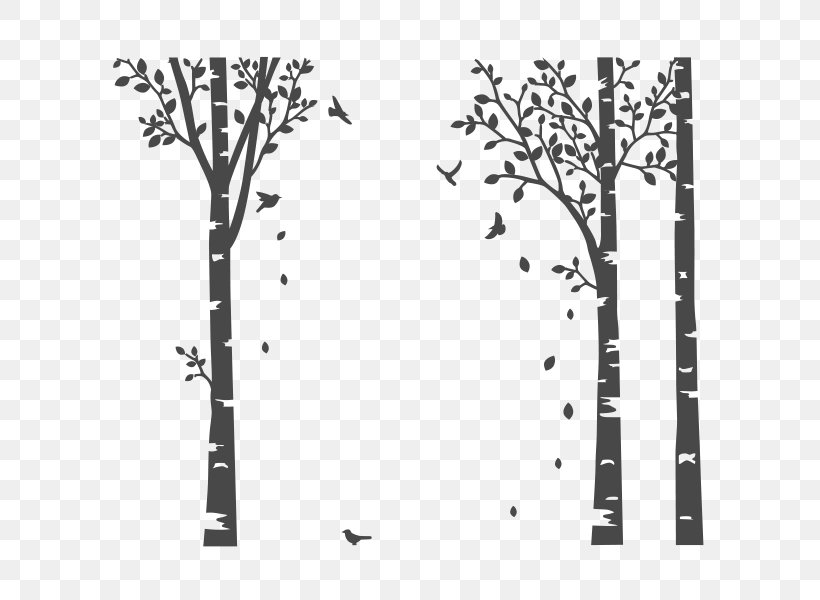 Twig Wall Decal Sticker Tree, PNG, 600x600px, Twig, Area, Birch, Black, Black And White Download Free