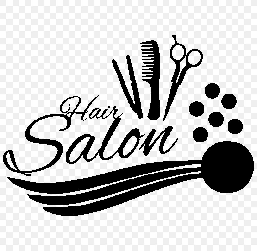 Hairstyle Beauty Parlour Hair Care Hairdresser Wall Decal, PNG, 800x800px, Hairstyle, Beauty, Beauty Parlour, Black And White, Brand Download Free