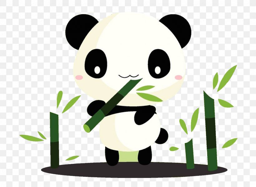 Giant Panda Cartoon Bamboo Clip Art, PNG, 1075x784px, Giant Panda, Bamboo, Bear, Carnivoran, Cartoon Download Free