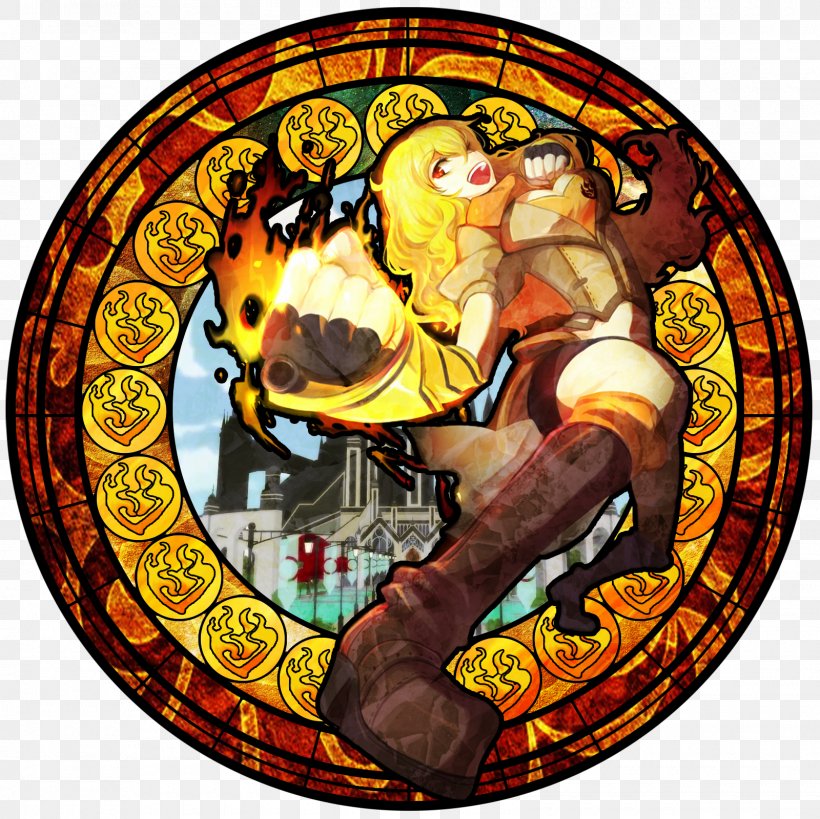 Stained Glass Yang Xiao Long DeviantArt, PNG, 1600x1600px, Watercolor, Cartoon, Flower, Frame, Heart Download Free