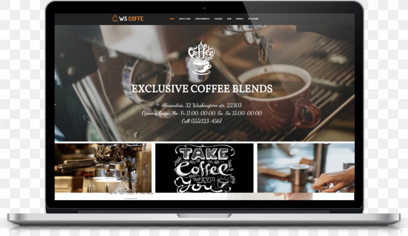 Coffee Cafe WordPress Web Template System, PNG, 919x534px, Coffee, Brand, Cafe, Display Advertising, Electronics Download Free