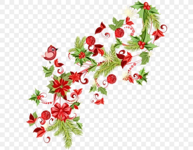 Holly, PNG, 600x635px, Watercolor, Branch, Christmas, Cut Flowers, Flower Download Free