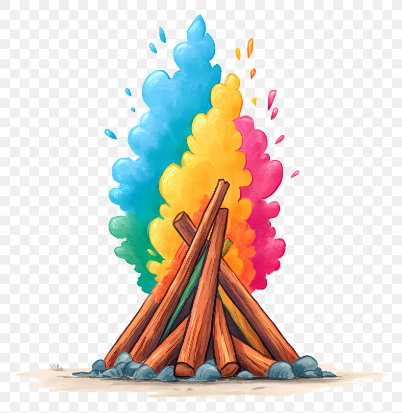 Bonfire With Rainbow Smoke PNG