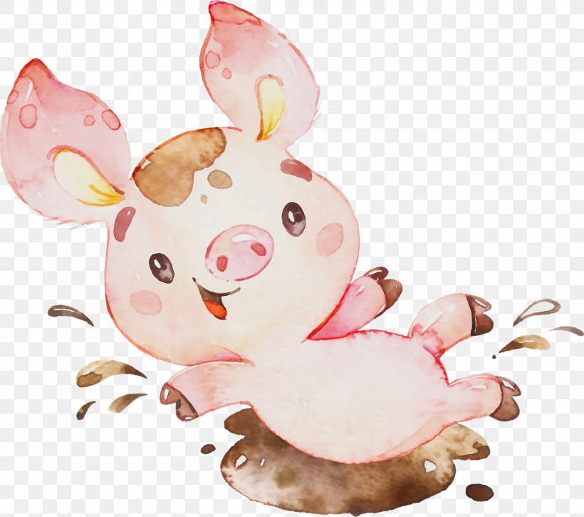 Easter Bunny, PNG, 2911x2577px, Watercolor, Animal Figure, Cartoon, Easter Bunny, Paint Download Free