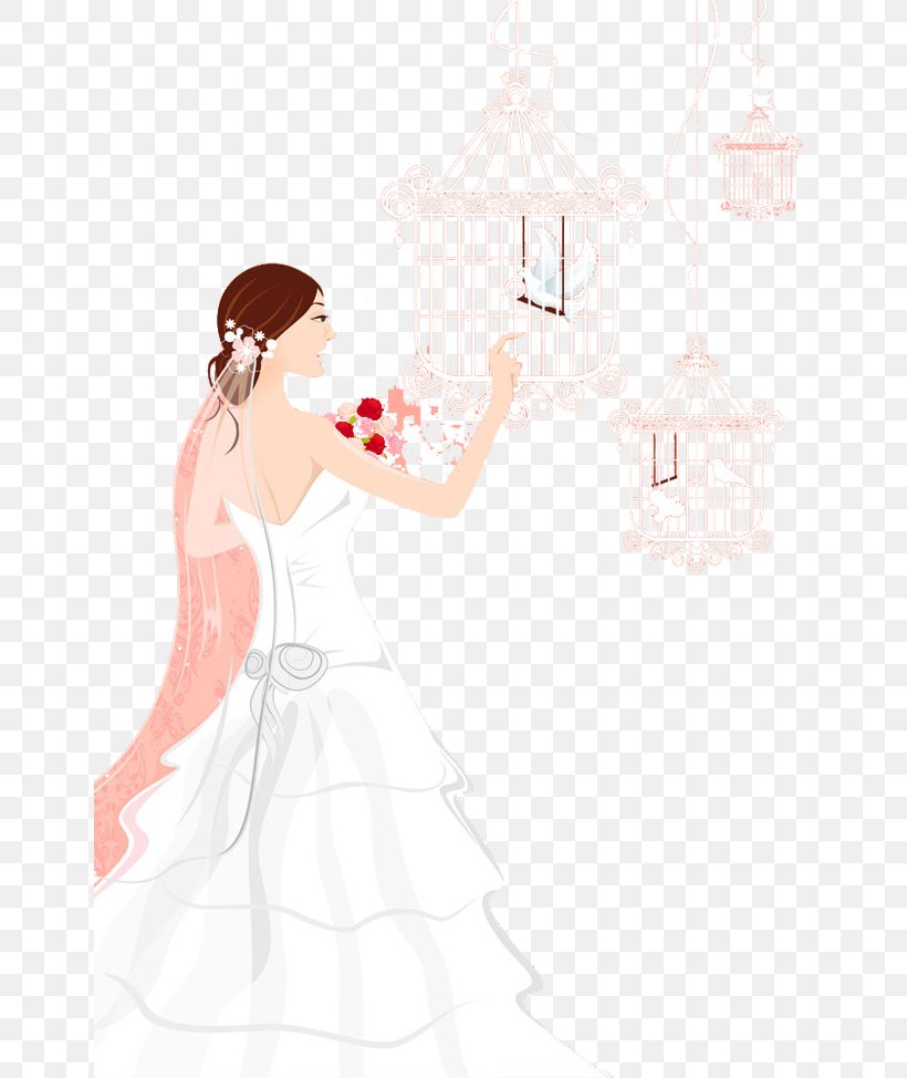 Wedding Dress Bride Gown, PNG, 650x974px, Watercolor, Cartoon, Flower, Frame, Heart Download Free
