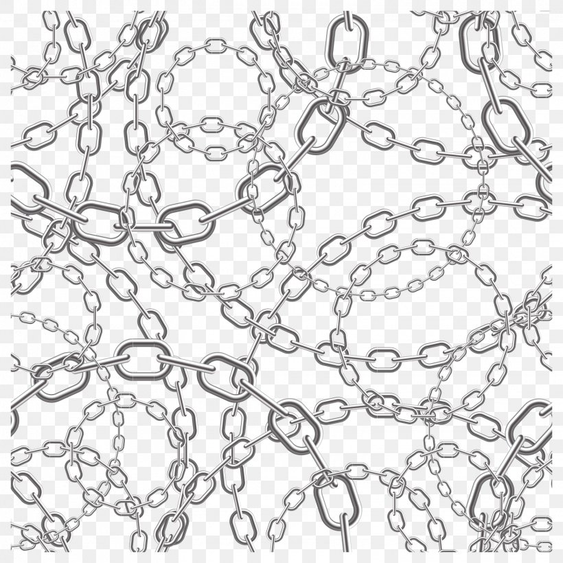 Metal Chain Euclidean Vector Illustration, PNG, 1560x1560px, Chain, Area, Bicycle Chains, Black And White, Drawing Download Free