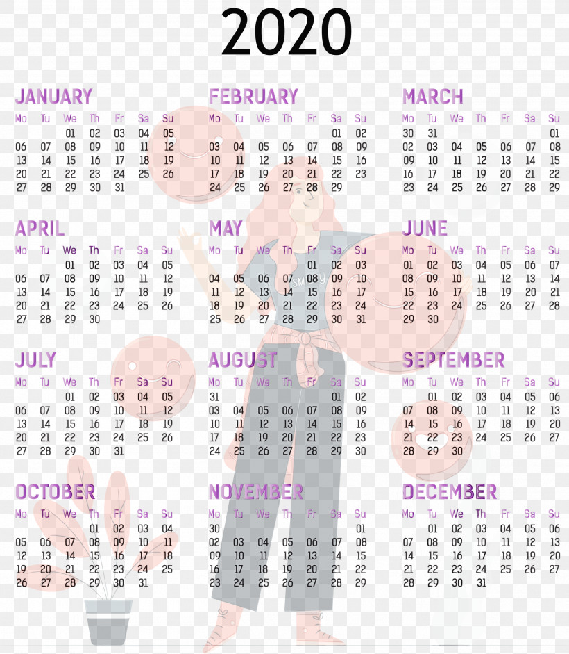 Calendar System Font Purple Line Meter, PNG, 2613x3000px, 2020 Yearly Calendar, Calendar System, Full Year Calendar 2020, Line, Meter Download Free