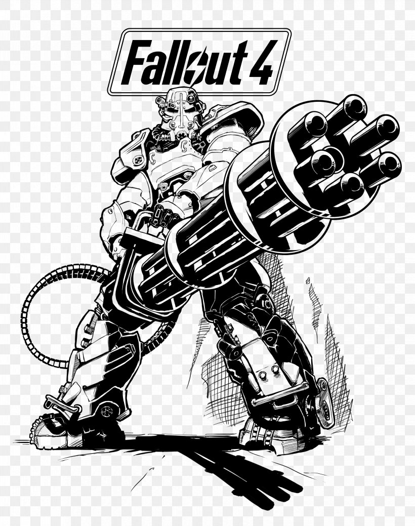 Fallout 4 Fallout 3 Fallout: New Vegas Drawing Coloring Book, PNG, 3300x4182px, Fallout 4, Art, Black And White, Cartoon, Coloring Book Download Free