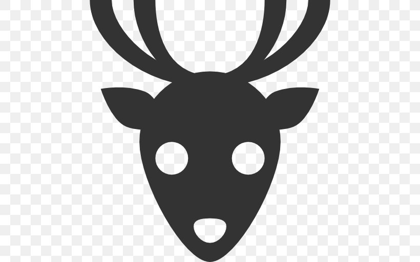 Reindeer, PNG, 512x512px, Deer, Antler, Black And White, Head, Horn Download Free