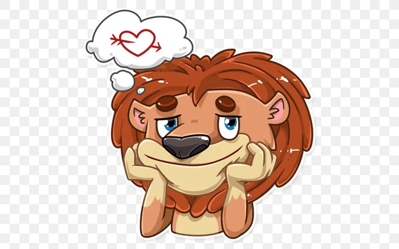 Lion Telegram Sticker Mammal Clip Art, PNG, 512x512px, Watercolor, Cartoon, Flower, Frame, Heart Download Free