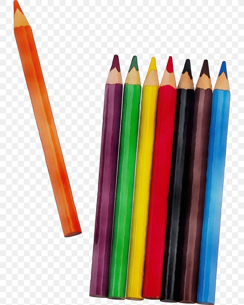 Pencil Office Supplies Writing Implement Crayon Colorfulness, PNG, 730x1024px, Watercolor, Colorfulness, Crayon, Office Instrument, Office Supplies Download Free