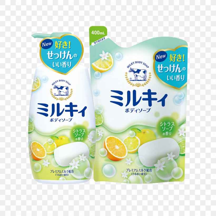 Cow Soap Cow Brand Soap Milky Body Soap 400ml Cow Brand Soap Kyoshinsha Cosmetics, PNG, 1000x1000px, Soap, Bathing, Citric Acid, Cosmetics, Dairy Product Download Free