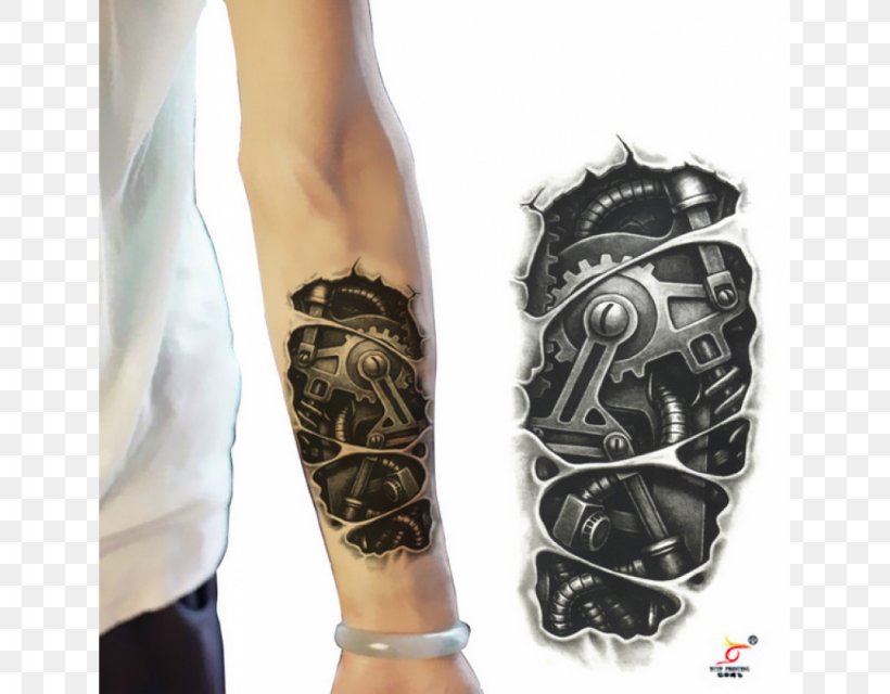Robotic Arm Sleeve Tattoo, PNG, 1024x800px, Watercolor, Cartoon, Flower, Frame, Heart Download Free