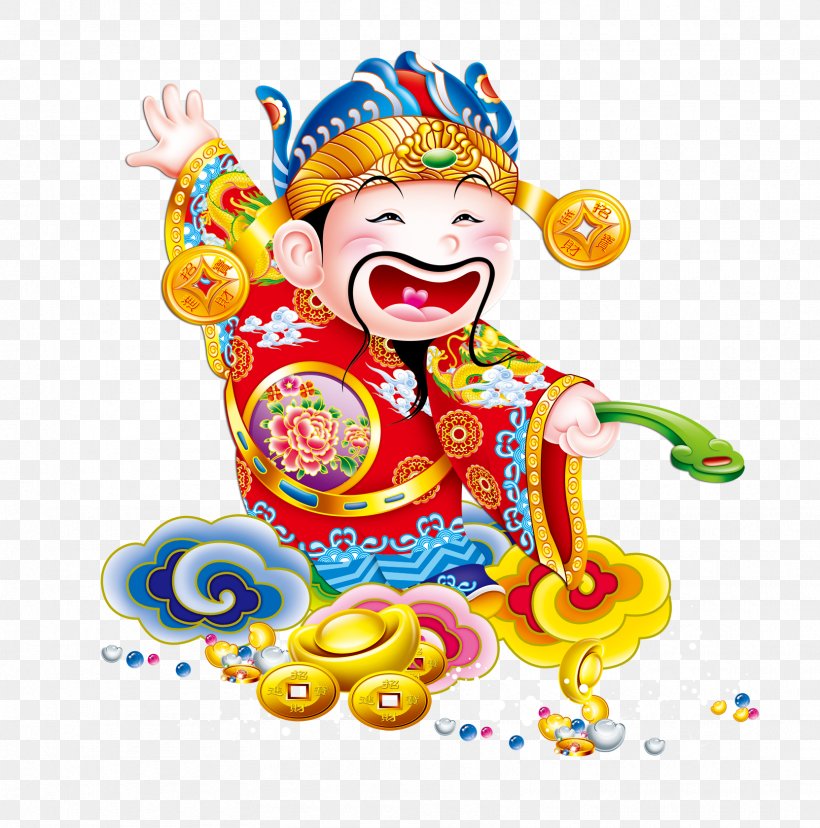 Lunar New Year Caishen Chinese New Year, PNG, 1663x1680px, Lunar New Year, Art, Caishen, Chinese New Year, Clown Download Free